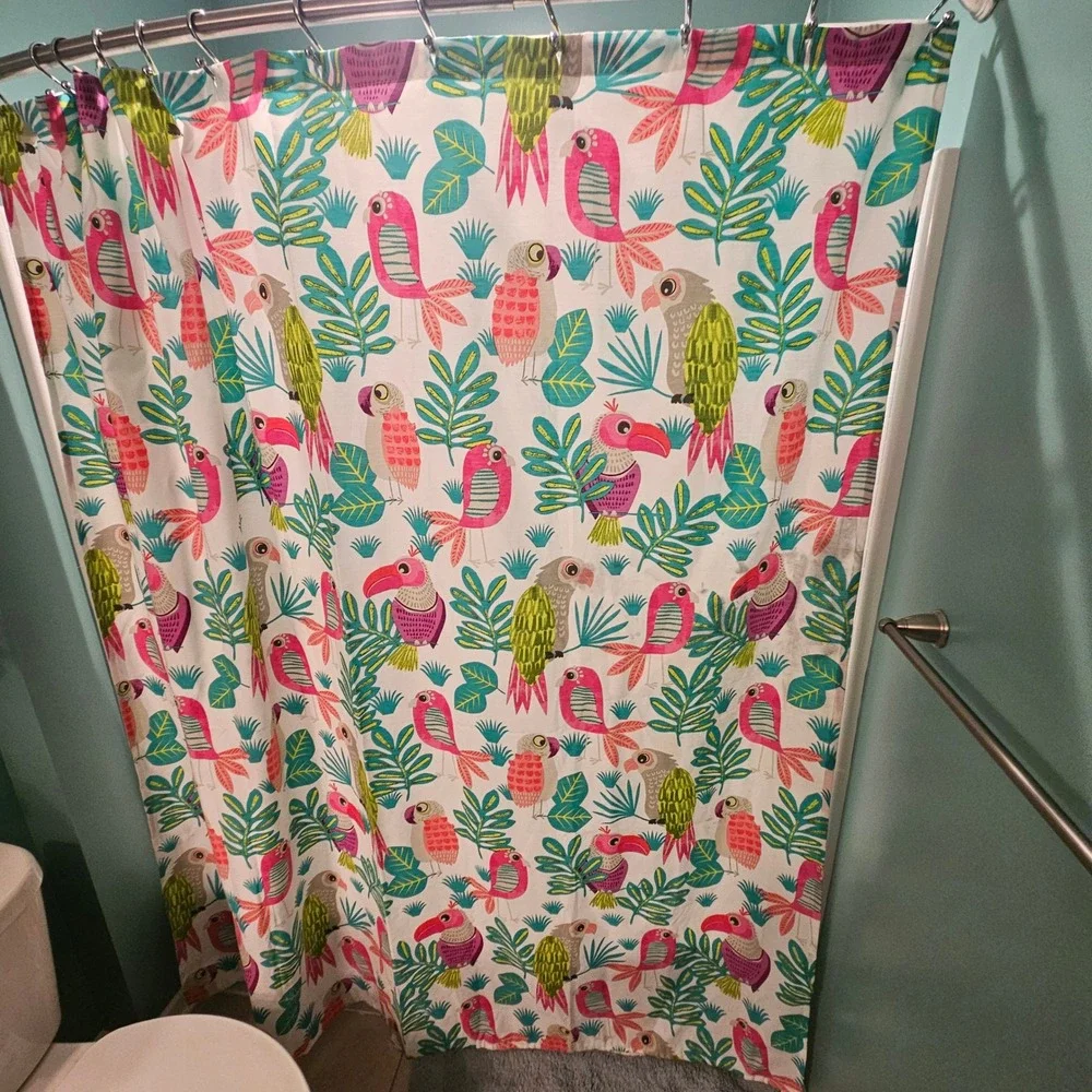 Unbranded Shower Curtain Unisex OS Multicolor Tropical Parrot Toucan Boho Jungle